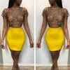 Kvinnor Sexiga 2 stycken Dot Print Mesh Short T-Shirt Indie Fork Crop Top With Slim Mini Bandage Skirt Sets Casual Streetwear 3d07 T200702