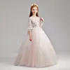 Girl Princess skirt flower child wedding dress fluffy yarn skirt children host Christmas show long sleeves autumn and winter