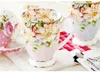 300ML, bone china ceramic coffee mug, tazas cafe floral painting, present creative tea cup, vintage ceremony 220311