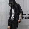 Nightclub DJ singer punk rock hip hop long shirt black hooded cloak cardigan men linen oversize blouse gothic vintage streetwear Y200408
