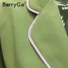 Berrygo المرأة الخضراء عارضة منامة منامة مجموعة طويلة الأكمام النوم البيجامة البدلة الإناث النوم قطعتين النساء مجموعة صاحبة نوم