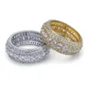 크기 7-11 힙합 5 줄 Cubic Zircon Diamond Ring Fashion Gold Silver Finger Iced Out Mens Rings Jewelry241r