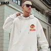 HMZ Hip Hop Streetwear sweat à capuche hommes ours lettre imprimer pull automne Harajuku coton décontracté à capuche 220215