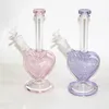 Dab rigs a forma di cuore rosa Pipa ad acqua in vetro Bong 14mm Joint Narghilè nettare di cenere Catcher Beaker Bong Water Pipe Oil Rig