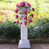Высококлассные свадебные украшения реквизит белый римский столбец с розовым цветочным букетом для вечеринок поставляет бесплатные доставки