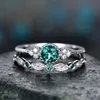 Set di gioielli con anello in zircone cubico con diamante blu viola Set di anelli di fidanzamento per coppia Anelli di nozze Anelli da donna Gioielli di moda e regalo sabbioso