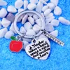 12PC/Lot A Teacher Takes A Hand Opens Mind And Touches Heart Keychain Gifts Apple Ruler Charms Keyrings For Teachers Jewelry keychains women