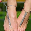 Cristal Anklets Beach Sandals Casamento Nupcial Diamante Anklet Lady Cadeia de Pé Jóias