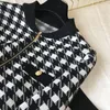 Chándales para mujer Luzuzi Mujeres Trajes Trajes Vintage Botón Plover Plaid Ziipper Punto Cardigans Lante Pantalones Otoño Winte 2pcs Set