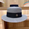 Elegante Brim Wide Brim Boater Hat Summer Raffia Hat Mulheres Palha Sun Hat Flat Straw Fedoras Derby com faixas coloridas intercambiáveis Y200714