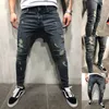 Goocheer Hommes Ripped Jeans Stretchy Skinny Slim Fit Denim Pantalon Détruit Effiloché Moustache Effet Pantalon Mode Streetwear C1123