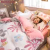 Conjuntos de cama de luxo Flannel inverno espesso edificador quente para meninas sala princesa duvet capa rainha cama de cama de casas de cama conjunto T200706