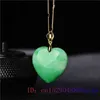 Collana con cuore di giada Ciondolo in pietra 925 Argento naturale Collane con ciondolo Moda Accessori di gioielli di lusso verde Uomo Vera giadeite273q