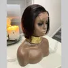 Bob Cut Wig 4x4 Lace Closure شعر مستعار 100 ٪ من الشعر البرازيلي البرازيلي العذراء معقولة مع شعر الطفل 130 ٪ 150 ٪ الكثافة للمرأة السوداء 235T