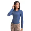 L-93 Damen Yoga Langarm T Shirts Side Taille Elastische Falten Sports Tops Fitness Shirt Stretchy Dünne Hautfreundlich Top für in Bewegung