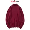 Lappster Men Korean Solid Turtleneck Slim Sweater Winter Par Pullover Christmas Colorful Womens Clothing 201221