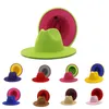 패치 워크 양모 펠트 재즈 페도라 모자 여성 남성 양면 색상 일치 여성 중산 파나마 모자 JXW805