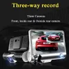 2021 Nowy 4,0 calowy Full HD 1080p Car DVR Dual Obiektyw Kamera Night Vision Registrar 3 Kamery Samochód Recorder DashCam Camcordr