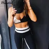 Women Sportswear Tracksuit Woman Fitness Gym Set Yoga Suit Female Costume Sport Top Leggings Running Workout Clothes Black White LJ200815