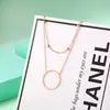 Luxuriöse Damen-Geschenkschmuck-Halskette mit großem Kreis-Anhänger, Rosévergoldung, Edelstahl-Halsketten