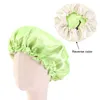 Bonnet en Satin Double couche pour enfants 9 couleurs pures chapeau de nuit pour bébé avec boucle de réglage élastique bonnet de soin des cheveux couleur bonbon pour enfants