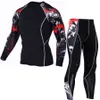 Tactical MMA Rashguard Długie Rękawy Męskie Fitness Zestaw Odzież Kompresyjny Dres Dla Mężczyzn T-shirt z Wolf XXXXL XXXL LJ201125