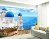 Romantiskt landskap 3d tapet Egeiska havet Vacker balkong landskap bakgrunds vägg modern väggmålning 3d tapeter