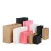 Portable Paper Gift Bags with Handle Black Brown Pink White Shopping Bag Retail Packaging Pouch