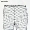 Sparkle Cintura alta Leggings calças embelezadas malha diamante pants pants mulheres ver através de calças transparentes líquido calças t200606