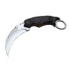 Karambit-Messer D2 Satin / Black Stone Wash-Klinge, schwarzer G10-Griff, Klauenmesser mit Lederscheide H5458