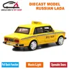 1/32 Modèle de taxi russe LADA moulé sous pression, voiture en métal de 15 cm, jouets en alliage pour enfants avec boîte-cadeau / porte ouvrante / fonction de retrait / musique LJ200930