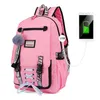 십대 소녀를위한 대용량 학교 가방 USB Charing School Backpack with Lock 도난 방지 배낭 여자 책 가방 여행 가방 Y626478