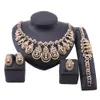 African Beads Fine Jewelry Set Gold Color Crystal Women Wedding Necklace Bracelet Earring Ring Party Set