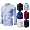 Chemises habillées pour hommes de luxe broderie col montant manches longues coupe ajustée décontracté affaires Banquet chemise 6 couleurs