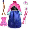 Prinses Kostuum Voor Meisjes Snow Queen Anna 2 Cosplay Jurken Pruik Kinderen Kerstverjaardag Partijjurk Baby Meisje Kleding Accessoire 201203