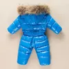 Russische Winter Ente Daunenjacke Junge Kinder Dicke Skianzug Mädchen Jumpsuit Baby Schneeanzug Kinder Overalls Infant Wasserdichte Mantel 211222