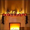 Christmas Decorations Festive & Party Supplies Home Garden 2M 10Led Artificial Poinsettia Flowers Garland String Lights Xmas Tree Ornaments