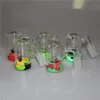 Hookah 14mm Glass Ash Catcher with silicone box container Mini Glass Bong AshCatchers Clear Bubbler Ashcatcher 45 90 Degree