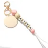 MAMA Bracelet porte-clés nouveau imprimé léopard Silicone perle porte-clés mode sac pendentif fête des mères cadeau bois pendentifs XY602