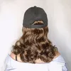 Mode Black Baseball Body Wave Brason Brown Cap Snapback Chapeaux Siamois Clip dans Perruque 12-14inch cheveux longs pour femmes J1210