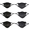 Rhinestone Face Mask with Filter Pocket Bling Boss Queen King Sexy Girl Love Letter Face Mouth Cover Adjustable Masquerade Party props Black
