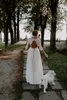 Vintage Country Style Красивая чешская Кружева Свадебные платья с открытой спиной 3/4 рукава Boho пляж Плюс Размер свадебное платье платье невесты