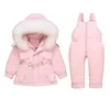 Down Coat Jacket Kids Toddler Jumpsuit Baby Girl Boy Clothes Winter Outfit Snowsuit Overalls 2 Pcs Clothing Sets LJ201221