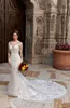 New Fashsion Plus Size Abiti da sposa a sirena Applique in pizzo Lunghezza pavimento Abito da sposa scollo profondo Abiti da sposa Abiti da Noiva