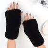 Frauen 100% echtes echtes gestricktes Rex Kaninchenfell Winterfinger ohne warme weiche Handschuhe Fäustlinge Armärmel 201021260f