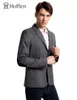 Hoffen Gorąca Sprzedaż Męskie Kurtka Kurtka Wyłącz Kołnierz Dwa Przycisk Slim Fit Formalna Blazer Kurtka Męskie Bussines Suite MJ16S-1111 201106