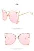 Designer-Sonnenbrillen, modisch, übergroßer Rahmen, Metall-Sonnenbrille, Damen, Antireflex, grauer Spiegel, unregelmäßige Vintage-Männer-Sonnenbrille 269R
