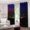 Moda de foto bonita personalizada 3D Cortinas Azul Night Building Cortinas Blackout Cortina