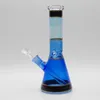 Color Painting Glass Bong 10inch Beaker Smoking Pipe Unique Water Pipe Recycler Dabrig with 1 Downstem 1 clear bowl