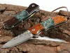 고품질 다마스커스 플리퍼 접이식 나이프 VG10 다마스카 스틸 블레이드 쉘 + 나무 손잡이 EDC 포켓 칼 선물 knifes